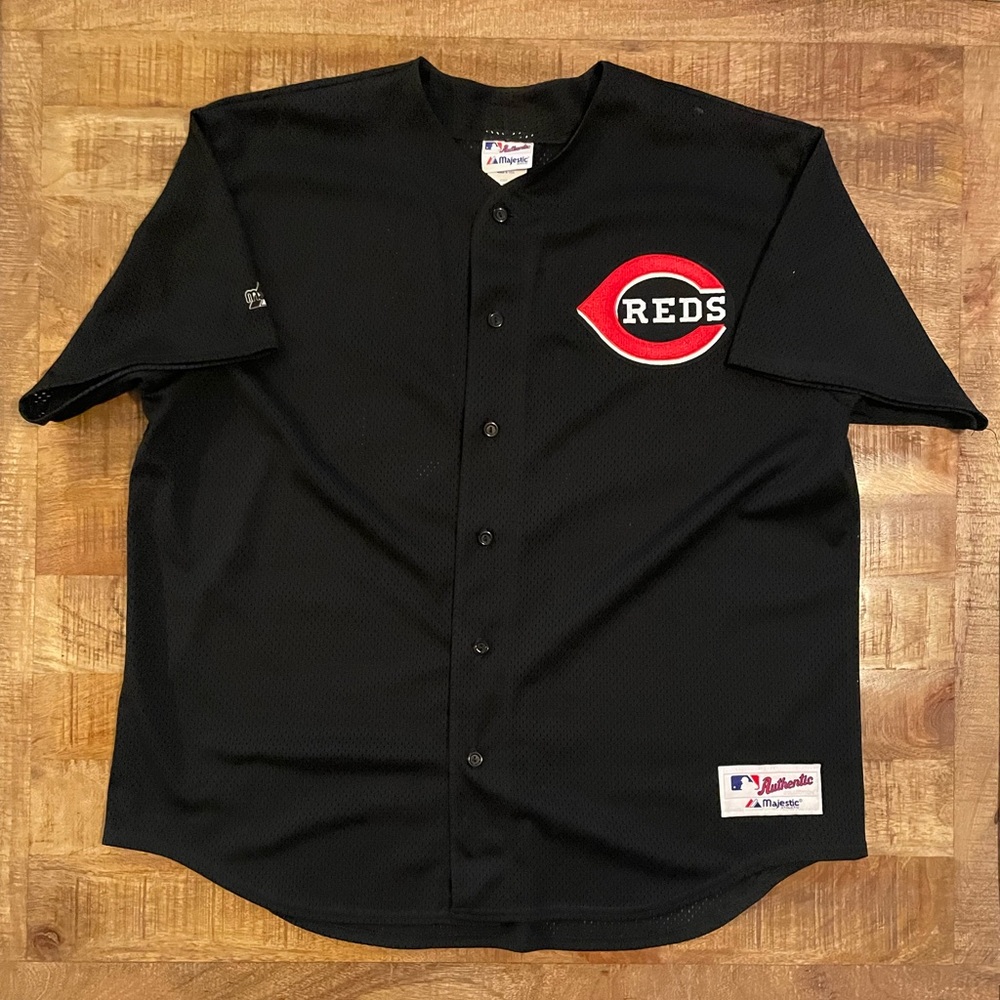 VTG Cincinnati Reds Ken Griffey Jr Stitched BP Jersey Black
